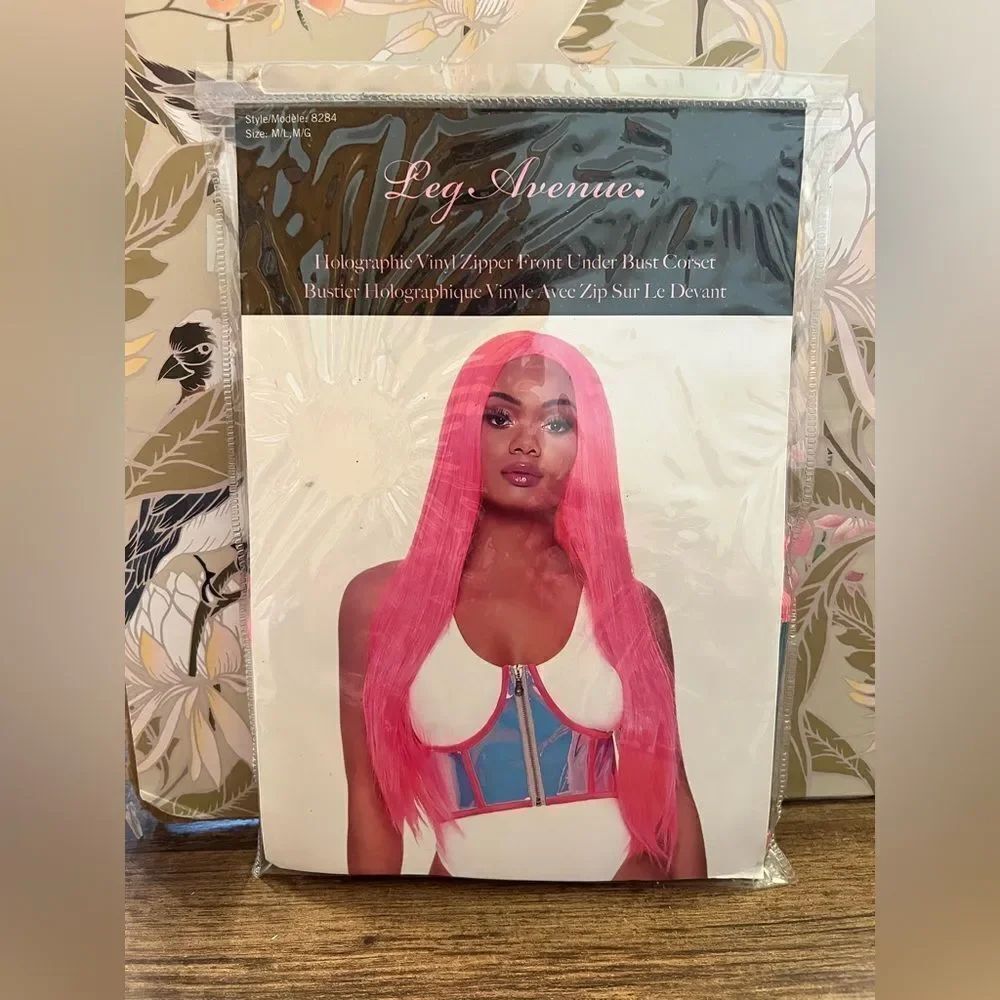 Leg Avenue Pink and Blue Vinyl Corset